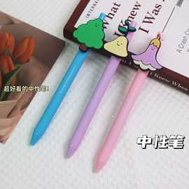 定制软胶PVC卡通笔高颜值少女心卡通造型按动软胶中性笔糖果色