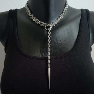 Junyan Dark Gothic Style Exaggerated Gothic Bat and Open O-Ring Ring Nail Pendant Anti-Slip Chain New Style