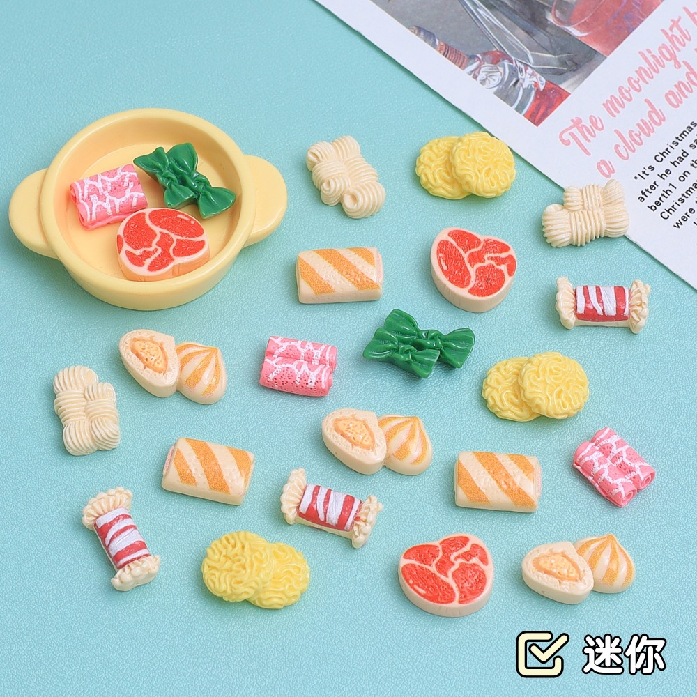 迷你创意火锅食玩手工diy饰品配件奶油胶树脂小配件发夹材料批发