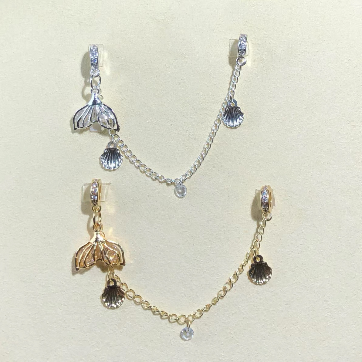 14K Gold-Filled Color-Preserving Crystal DIY Accessories Mermaid Tail Shell Chain Spacer Bead Bracelet Necklace Handmade Accessories