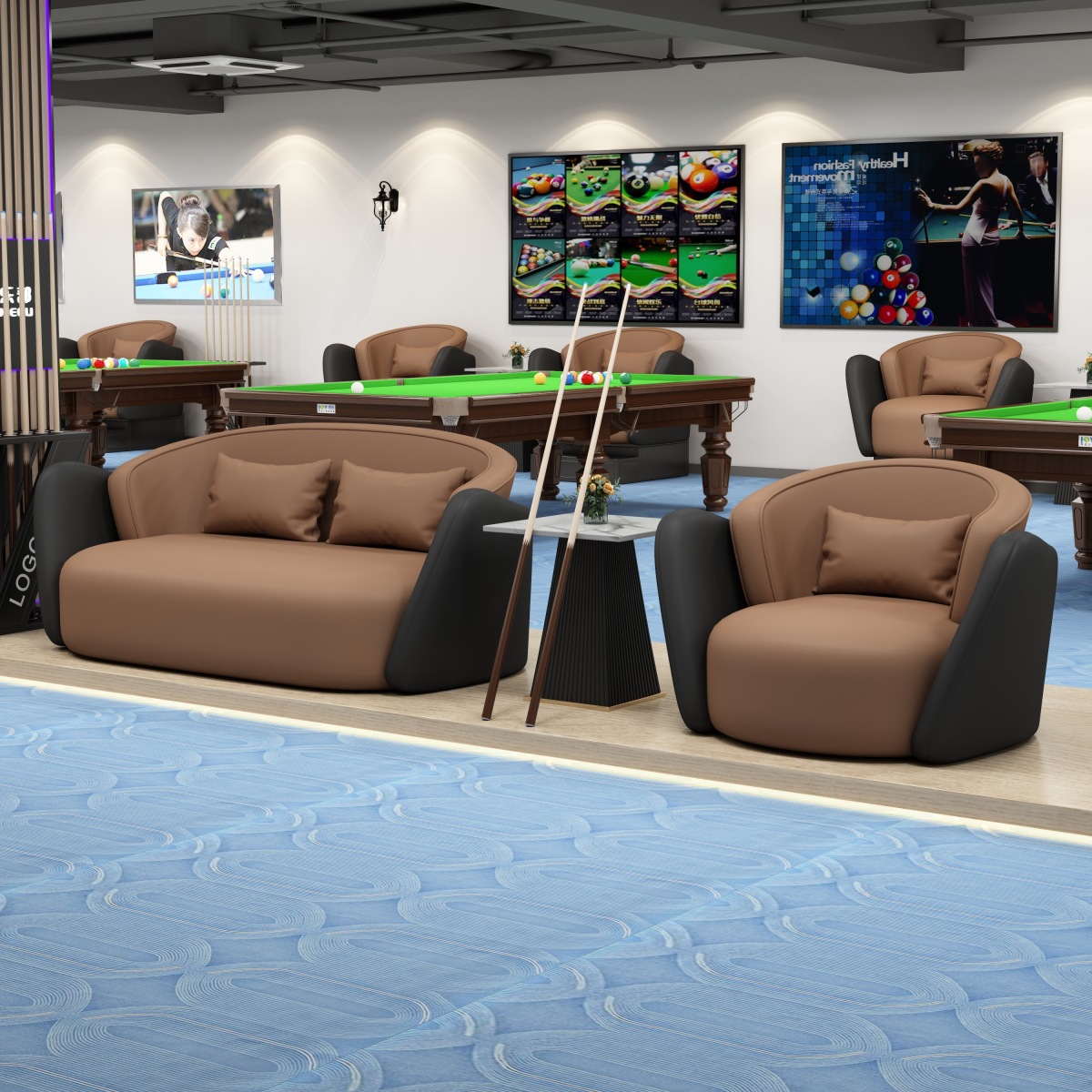 Nuevo sofá de billar simple, sala de billar, silla de observación de pelota especial, combinación de mesa y silla de conversación para relajación para dos personas image 9