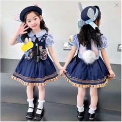 女童公主裙夏裝朱迪兔子警官衣服兒童洛麗塔生日裙cos連衣裙套裝