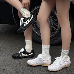 白敬亭同款真皮阿甘德训鞋黑色复古流浪鞋女运动休闲百搭小白鞋