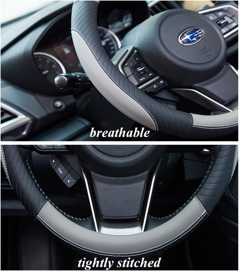 Cross-Border E-Commerce Popular Car Steering Wheel Cover White Rubber Inner Ring Leather Embossed Four-Season Universal Handlebar Cover Wholesale