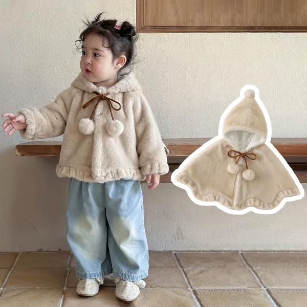 Baby cape, autumn and winter style, windproof outerwear for babies, children's jacket, infant windproof and warm shawl