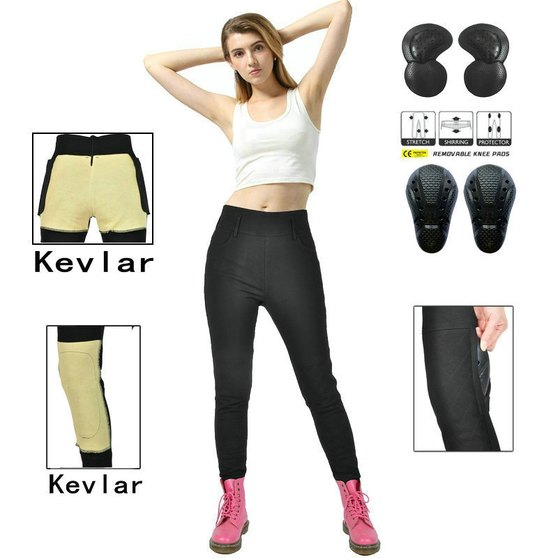 VOLERO Motorcycle Jeans Female Knight Riding Pants Locomotive Stretch Kevlar Anti-fall Pants Second Generation Protectors