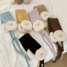 甜美学院风简约拼接针织羊羔毛保暖护耳耳套男女学生耳罩耳暖耳捂