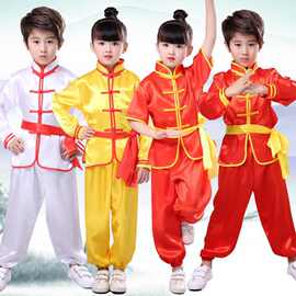 儿童武术服中小学生训练男女演出黄色白色武术表演服长短袖练裕康