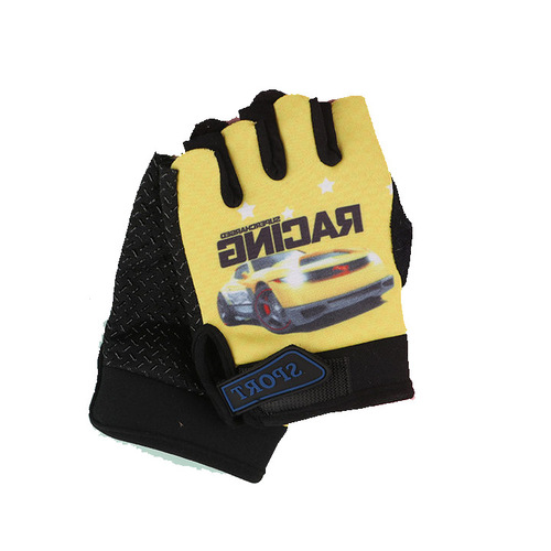  New Children's Half Finger Anti-Slip Gloves Cycling Sports Skateboard Roller Gloves Baseball Children's Painted Gloves