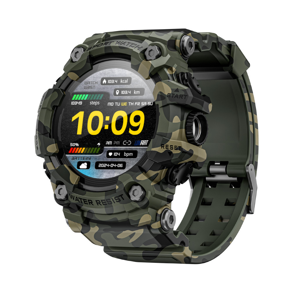 Reloj inteligente deportivo para exteriores LOKMATATTACKGT, resistente a tres elementos, con brújula, linterna, monitorización de salud y atracción magnética.