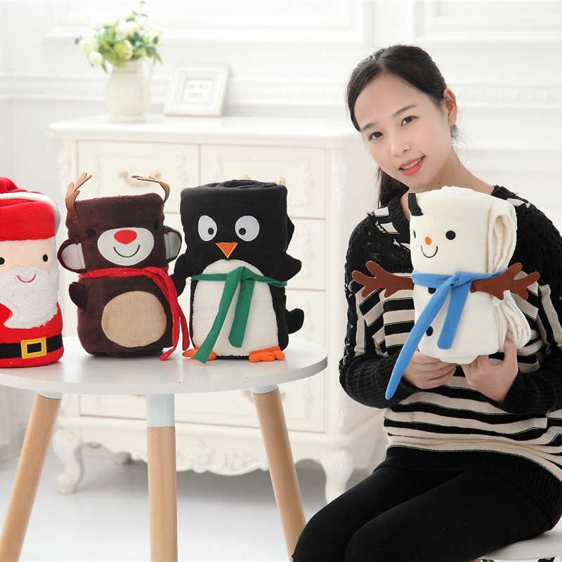 Santa Claus ELK muñeco de nieve plegable almuerzo rollo manta decoración del hogar de Navidad aire acondicionado coral manta de lana