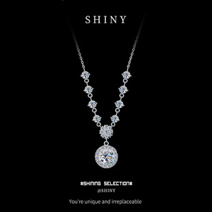 Eloch S925 Silver Korean Style Distinctive Trendy Diamond Cross Pendant Necklace Elegant Sweet Clavicle Chain Mossan Chain