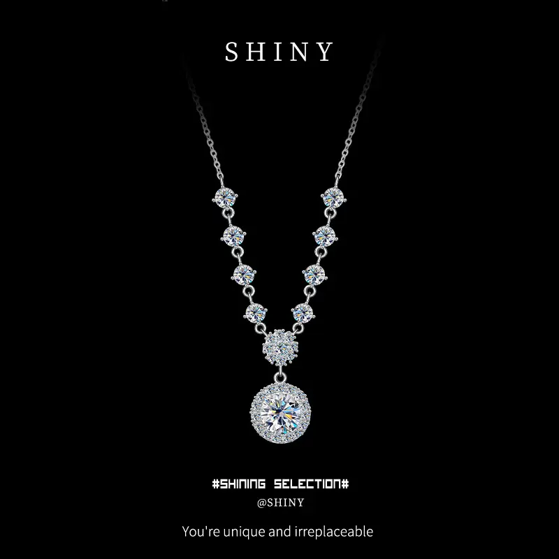 爱洛奇s925银韩版个性潮镶钻十字架吊坠项链气质甜美锁骨链莫桑链