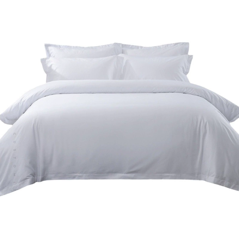 Комплект постельного белья для отелей из четырех предметов, чистый хлопок, сатин, белое постельное белье для гостиниц и хостелов: простыня на резинке, наволочка, пододеяльник