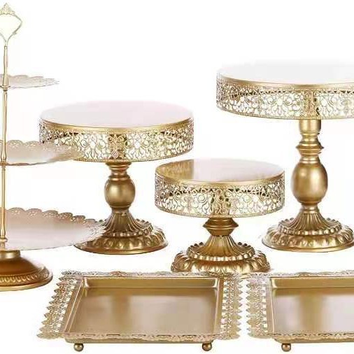 Estilo europeo creativo oro hueco soporte de la torta accesorios de la boda decoración de la Mesa de postre tienda de postres pastel de postre combinación