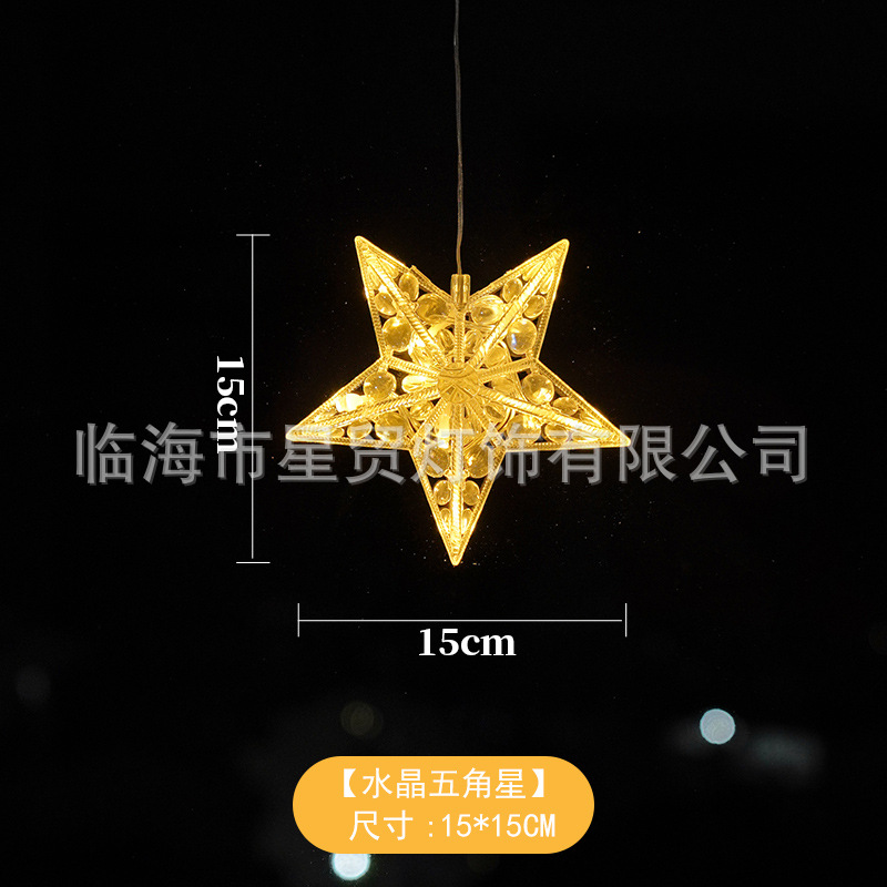 Transfronterizo LED lámpara de lechón decorativa de Navidad muñeco de nieve árbol de Navidad de cinco puntas cortina de la batería lámpara de vacaciones pequeña lámpara de color