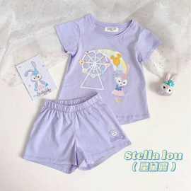 宝宝短袖夏季薄款套装儿童洋气女童夏季两件套家居服宝宝空调服女