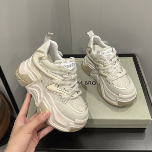 Dad's Shoes for Women, Versatile Women's Models, 2025 Spring New Breathable Casual Sports Shoes, Platform Thick Soles, Inner Height Increasing Women's Shoes