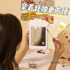 ins风啤酒杯化妆镜趣味装饰镜学生宿舍桌面梳妆镜可爱个性小镜子