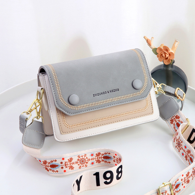 Candy color new wide and narrow shoulder strap fashion Korean version of net red texture small square bag cross-border a generation of women's bag