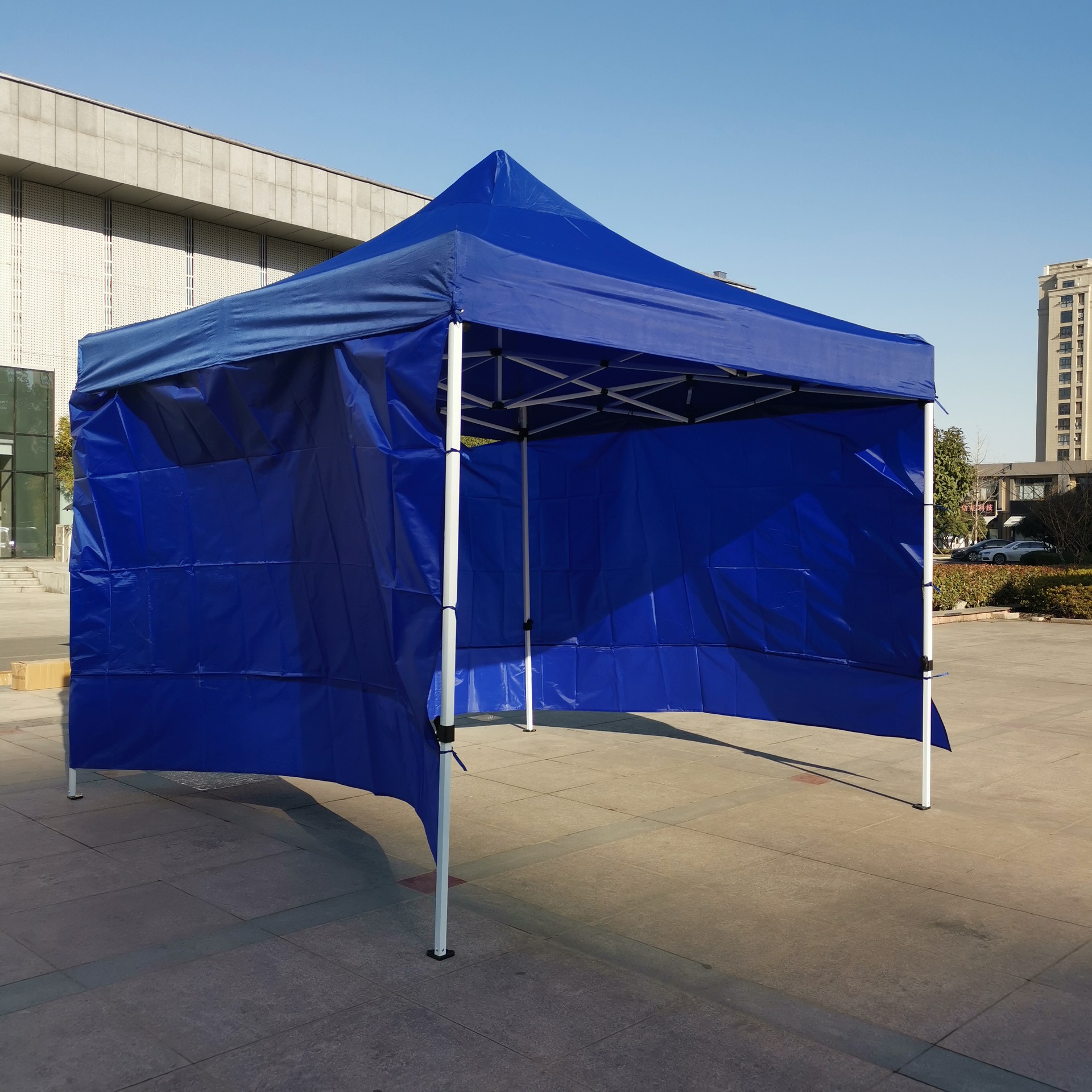 3*3米红色蓝色摆摊四脚帐篷带围布户外广告帐篷停车折叠伸缩帐篷