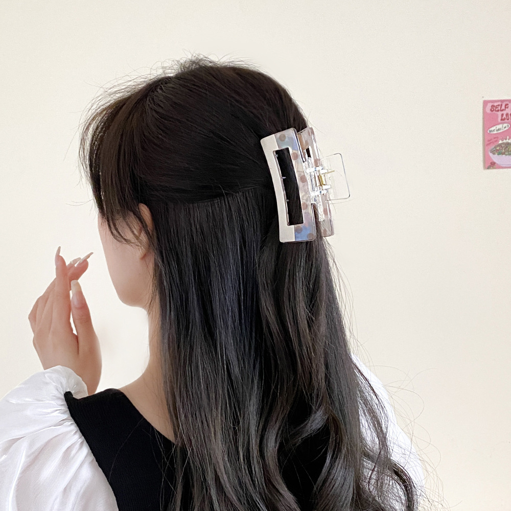Phantom Colour Hair Claw Clip Square Polka Dot Hair Accessory_voghion.com