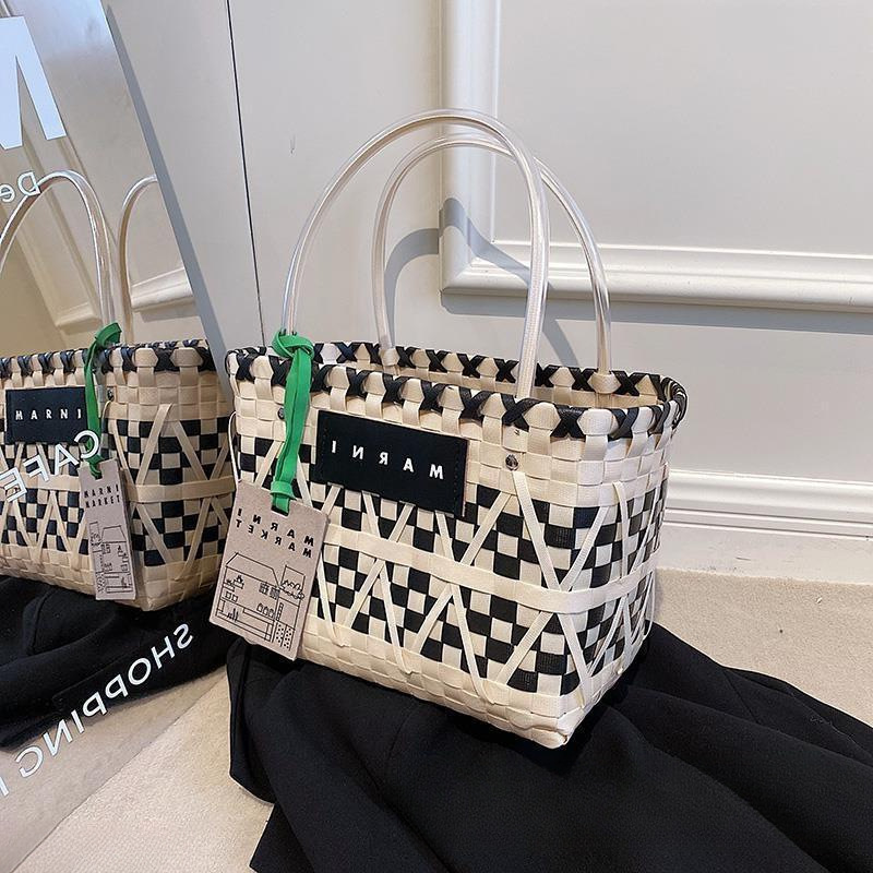 Spring Woven Handbag Shopping Bag Charity Vegetable Basket Vacation Wholesale Beach Bag Contrasting Color Large Capacity Special Price Spring Woven Handbag Shopping Bag Charity Vegetable Basket Vacation Wholesale Beach Bag Contrasting Color Large Capacity Special Price
