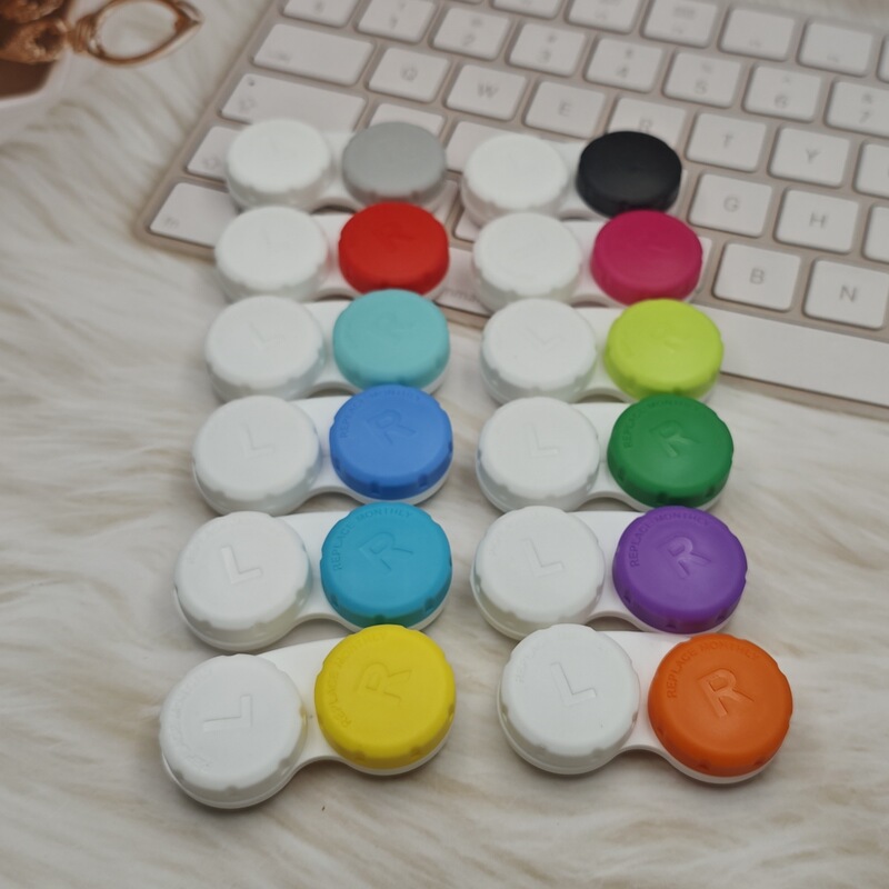 in stock cross-border 12 color double box contact lens box beautiful pupil box with letter Replace Monthly bulk