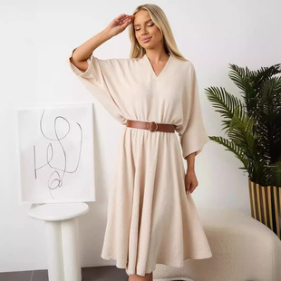 Cross-border Amazon Temu European and American Women's Wear 2024 Spring/Summer Foreign Trade Elegant V-Neck Loose dress