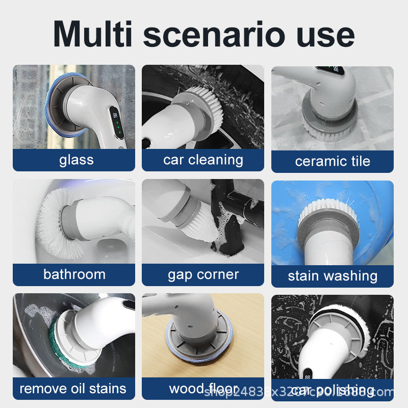 Limpieza de pantalla digital eléctrica multifuncional extensión telescópica inalámbrica a prueba de agua artefacto de limpieza para pisos domésticos cepillo de barreras de cocina