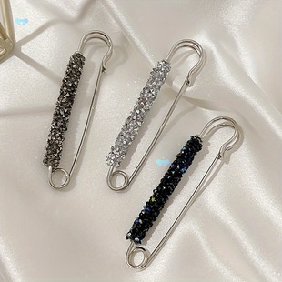 1PC Adjustable Sparkling Rhinestone Safety Pin Brooch -