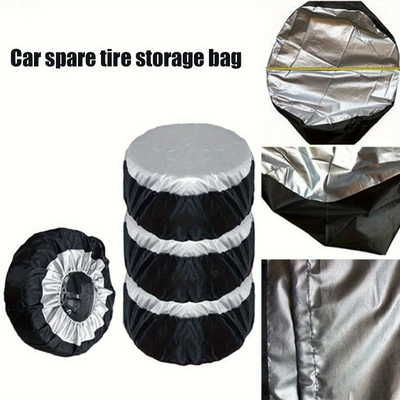 Spare wheel cover: Cover Protective Cover Car Cover - black-and-silver-s-size-4pcsopp-bag