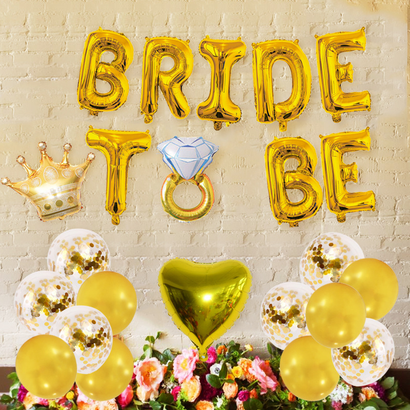 Propuesta transfronteriza oro rosa bride to be juego de globos novia decoración de boda conjunto de globos de letras image 3