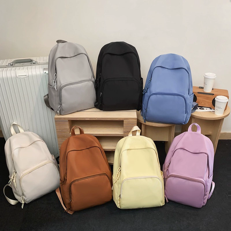 Новый повседневный рюкзак, вместительный, устойчивый к пятнам, школьный рюкзак в стиле Харадзюку, рюкзак для студентов колледжа, однотонный, простой, нейлоновый, водонепроницаемый.