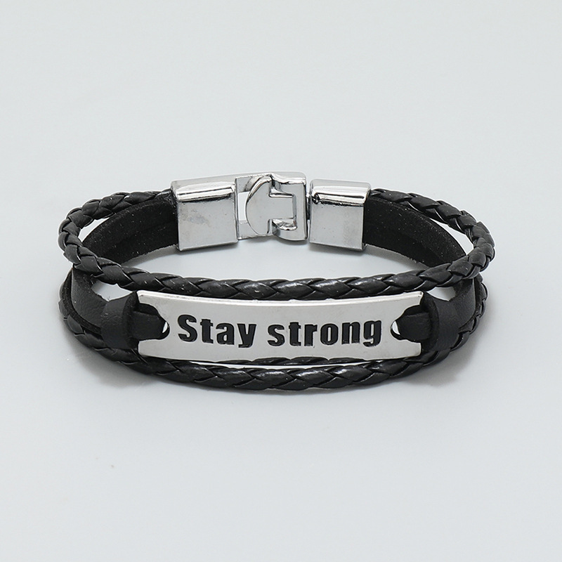 Fashion Letter Pu Leather Alloy Knitting Menu0027S Bracelets