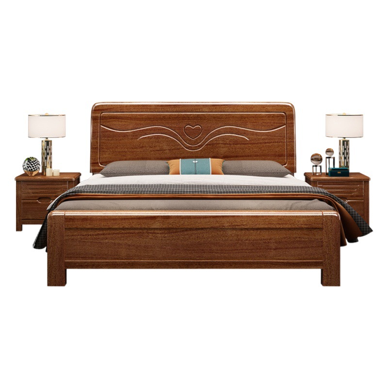 Nueva cama de madera maciza china de nogal 1,8 m dormitorio cama simple moderna cama doble 1,5 m caja de almacenamiento cama de boda