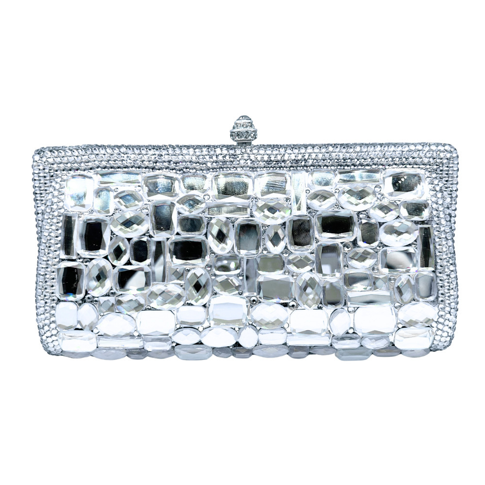 Bolsa de embrague de cristal hecha a mano con diamantes bolsas de banquete europeas y estadounidenses con diamantes llenos de mano bolsas doradas