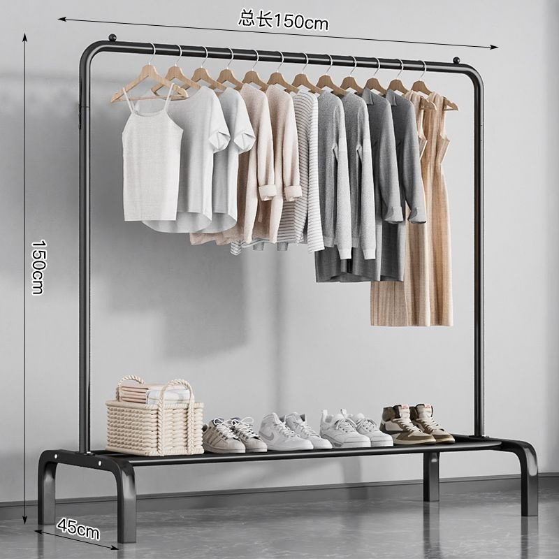 Percha de secado de ropa de piso dormitorio doméstico colgar ropa plegable de una sola varilla simple dormitorio interior móvil percha de sombrero