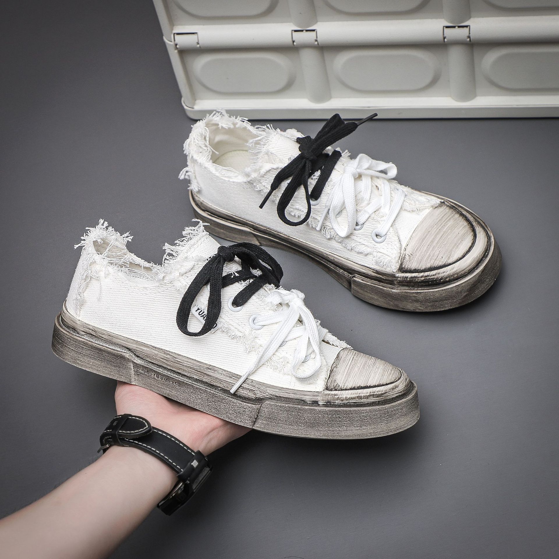 Retro hacer viejos zapatos sucios, zapatos de lona transpirables de verano para hombres, zapatos de moda para hombres, zapatos de moda para hombres, zapatos de skate para hombres