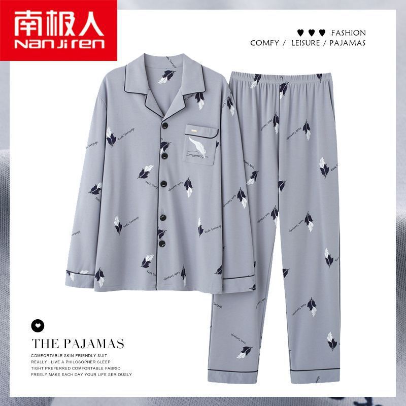 Nuevo pijama de algodón masculino primavera y otoño manga larga suelta más grande ocio se puede usar con ropa de hogar