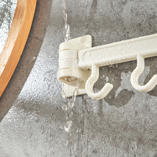 Japan KM.665. Multi-purpose swivel hook, double swivel rod, six-hook hanger, adhesive kitchen gadget hanger