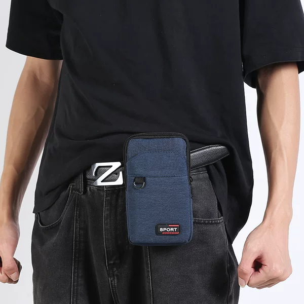 New Oxford Cloth Waist Bag Single Shoulder Strap Three-Layer Multifunctional Change Mobile Phone Bag Compact Portable Fashionable Men's Waist Bag