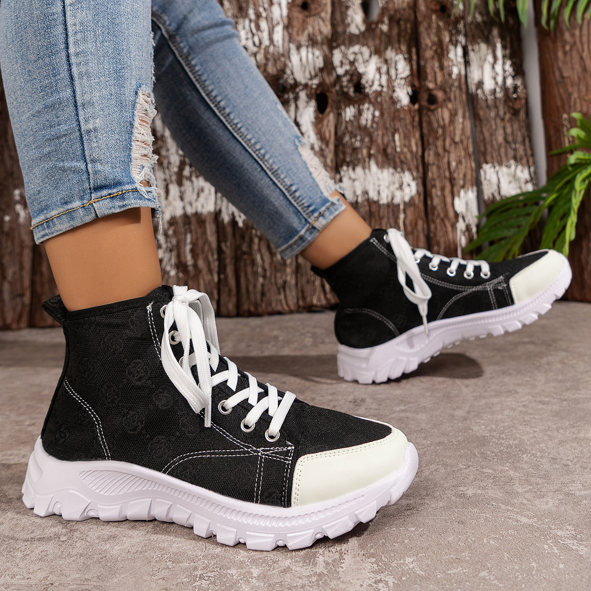 Women's High Top Canvas Sneakers Comfortable Casual Versatile_voghion.com