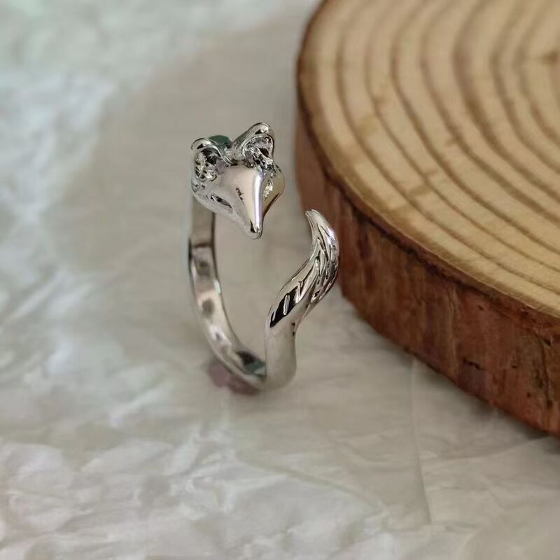 Cross-border Ins Fox Open Ring Light Luxury Simple All-match Thai Silver Ring Women's New Niche Food Ring Personalized Cross-border Ins Fox Open Ring Light Luxury Simple All-match Thai Silver Ring Women's New Niche Food Ring Personalized