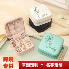 欧米の起爆金pu皮の四角形のアクセサリーの箱は名前の花のバレンタインデーの贈り物の指輪のブレスレットの収納箱を印刷します。