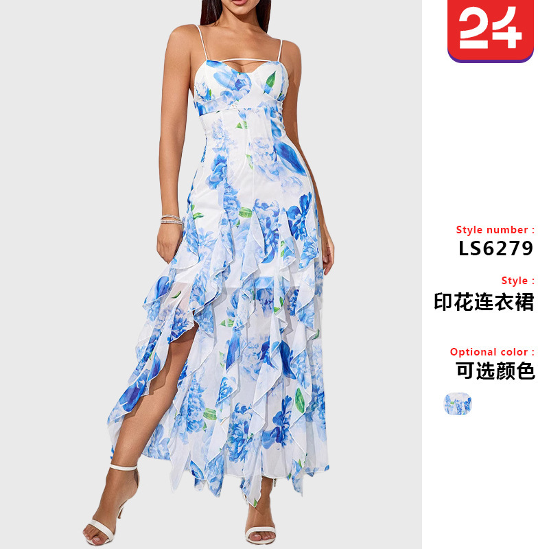 Cross-Border European and American Tube Top Suspender Slit Sexy Evening Dress Women's Slim High-End Elegant Party Dance Dress Cross-Border European and American Tube Top Suspender Slit Sexy Evening Dress Women's Slim High-End Elegant Party Dance Dress