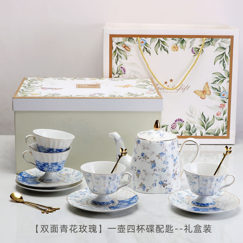 Tazas de café al por mayor transfronterizas y platos, tazas de café de cerámica de alta calidad retrógrada, tazas de menú de la tarde exquisitas británicas