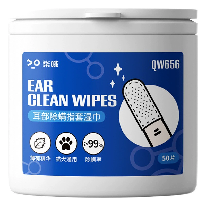 Уход за ушами домашних животных Удаление ушного клеща Кошка Собака Специальные чистящие салфетки для пальцев Салфетки для удаления клещей