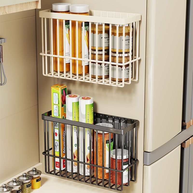 Refrigerador de cocina estante de succión magnética bolsa de película de plástico artefacto de toalla de papel sin perforación condimento doméstico estante de almacenamiento de película de plástico