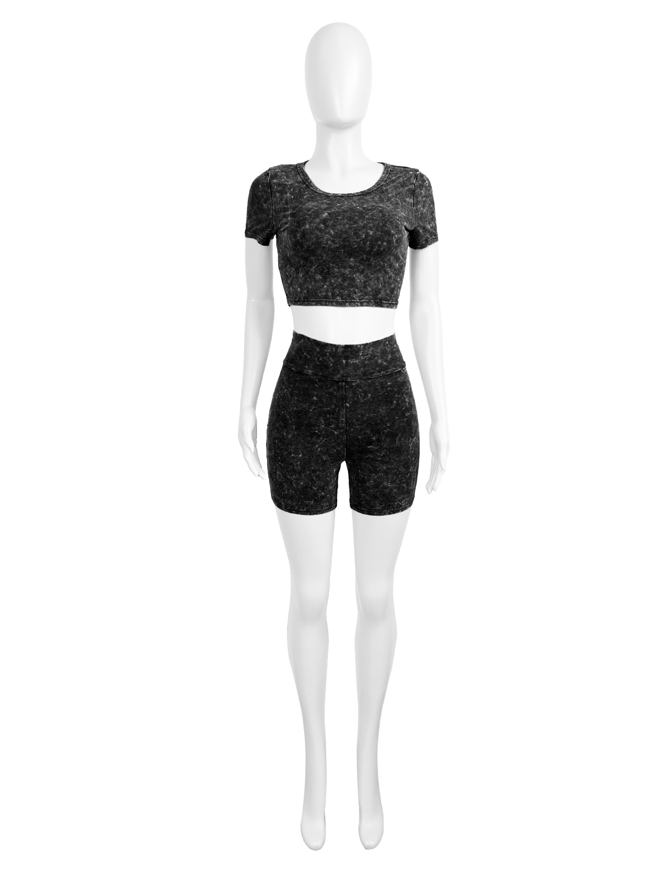 Women Wear Skin Friendly Cotton Fabric Washed Fried Floral Old High Waist Two Piece Set